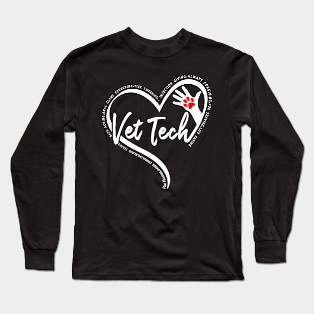 Vet Tech Heart Saying Veterinary Technician Long Sleeve T-Shirt by mohazain